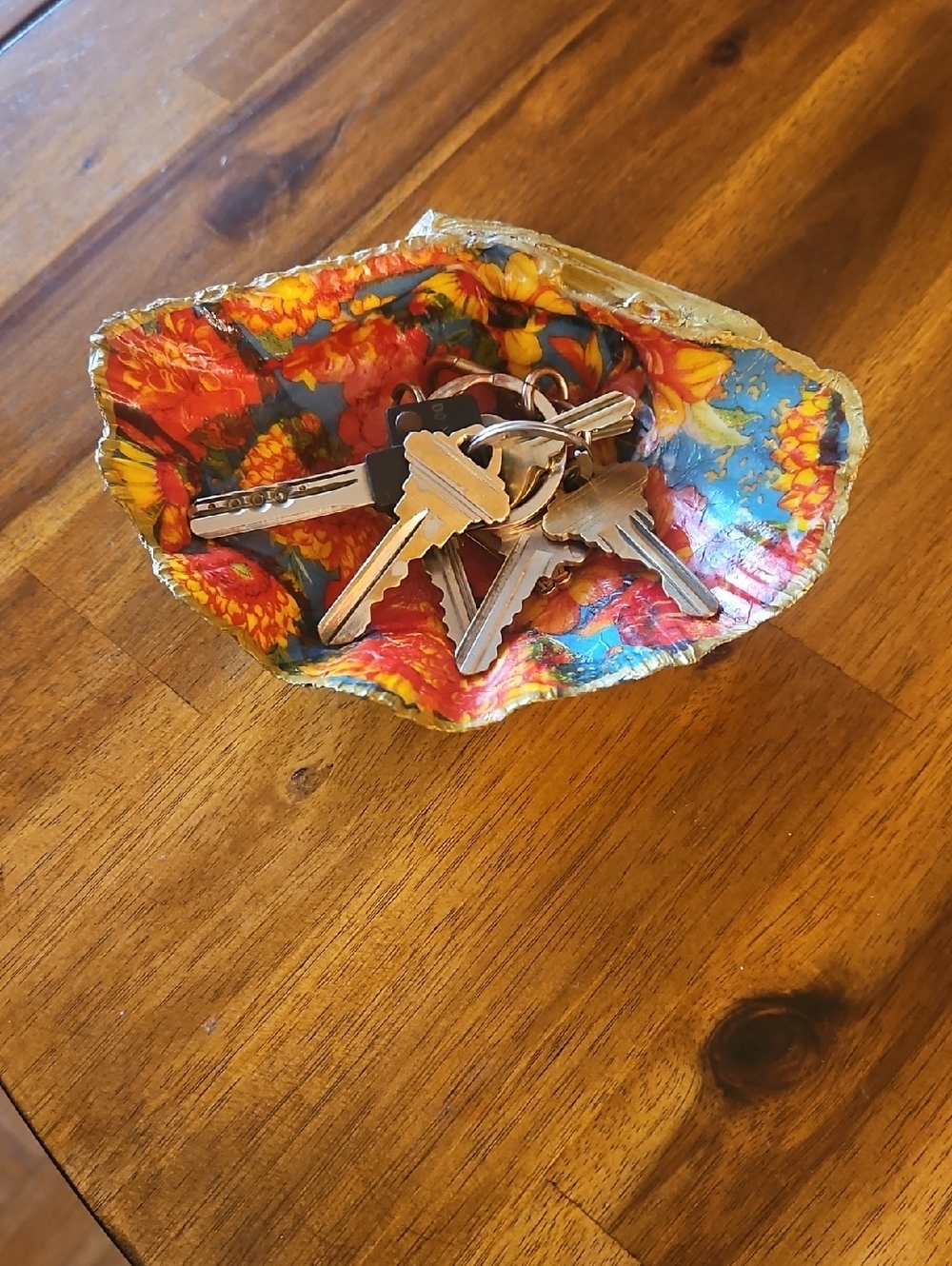 Decorative Sea Shell Bowl - Decopaged & Hand Painted.